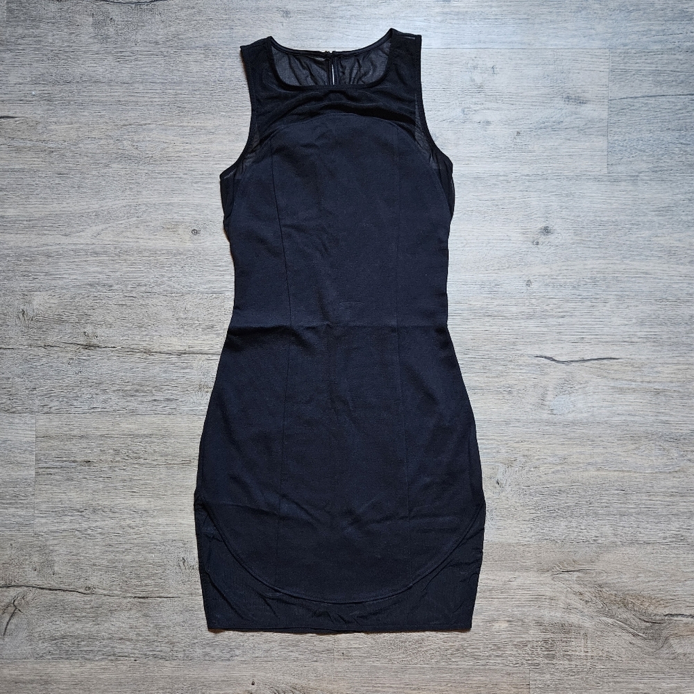 Express Black Mesh Panel Bodycon Cocktail Dress – Size 2